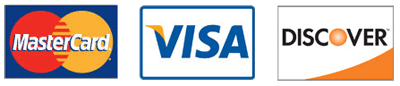 We accept Visa, Mastercard and Discover credit cards